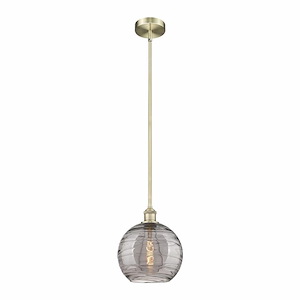 Athens Deco Swirl - 1 Light Stem Hung Mini Pendant In Industrial Style-11.13 Inches Tall and 10 Inches Wide - 1330292