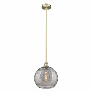 Athens Deco Swirl - 1 Light Stem Hung Mini Pendant In Industrial Style-12.88 Inches Tall and 12 Inches Wide