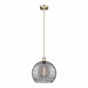 Athens Deco Swirl - 1 Light Stem Hung Pendant In Industrial Style-14.63 Inches Tall and 13.75 Inches Wide