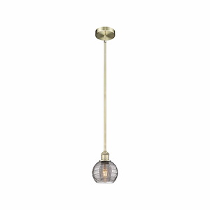 Athens Deco Swirl - 1 Light Stem Hung Mini Pendant In Industrial Style-7.63 Inches Tall and 5.88 Inches Wide - 1330283