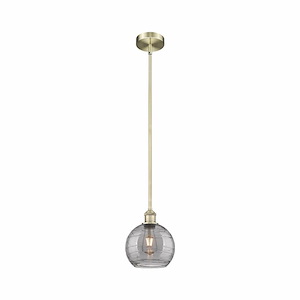 Athens Deco Swirl - 1 Light Stem Hung Mini Pendant In Industrial Style-9.38 Inches Tall and 8 Inches Wide - 1330310