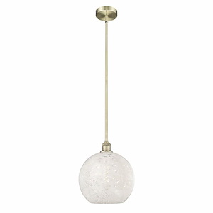 White Mouchette - 1 Light Stem Hung Pendant In Modern Style-13 Inches Tall and 12 Inches Wide - 1330299