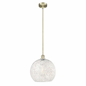 White Mouchette - 1 Light Stem Hung Pendant In Modern Style-16.13 Inches Tall and 13.75 Inches Wide
