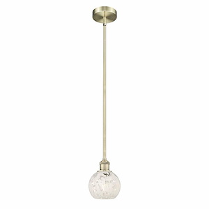 White Mouchette - 1 Light Stem Hung Mini Pendant In Modern Style-7.5 Inches Tall and 6 Inches Wide - 1330294