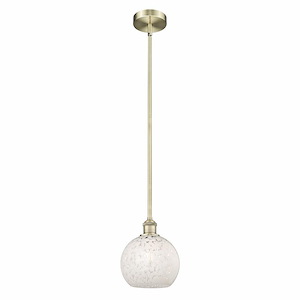 White Mouchette - 1 Light Stem Hung Mini Pendant In Modern Style-10 Inches Tall and 8 Inches Wide