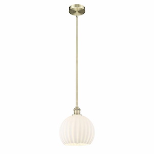 White Venetian - 1 Light Stem Hung Mini Pendant In Modern Style-11.25 Inches Tall and 10 Inches Wide