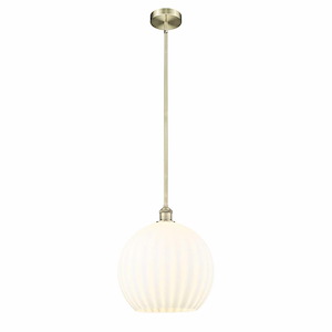 White Venetian - 1 Light Stem Hung Pendant In Modern Style-16.13 Inches Tall and 13.75 Inches Wide - 1330312