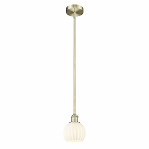 White Venetian - 1 Light Stem Hung Mini Pendant In Modern Style-7.5 Inches Tall and 6 Inches Wide