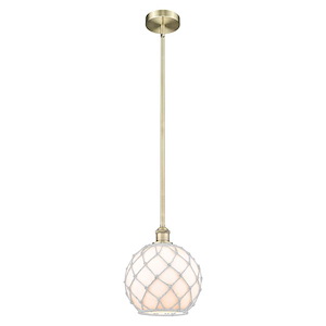 Farmhouse Rope - 1 Light Stem Hung Mini Pendant-11.5 Inch Tall and 10 Inch Wide - 1387747