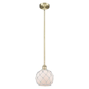 Farmhouse Rope - 1 Light Edison Stem Hung Mini Pendant-9.5 Inch Tall and 8 Inch Wide - 1387789