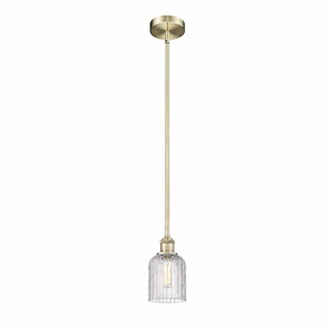 Bridal Veil - 1 Light Stem Hung Mini Pendant In Art Deco Style-8.5 Inches Tall and 5 Inches Wide - 1330276