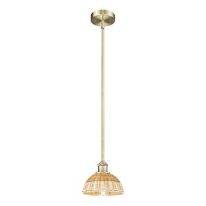 Bristol Natural II - 1 Light Stem Hung Mini Pendant-9 Inch Tall and 7.5 Inch Wide - 1387765