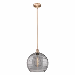 Athens Deco Swirl - 1 Light Stem Hung Pendant In Industrial Style-14.63 Inches Tall and 13.75 Inches Wide