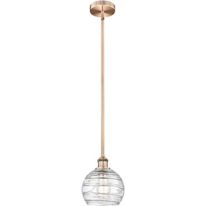 Athens Deco Swirl - 1 Light Stem Mini Pendant-9.38 Inch Tall and 8 Inch Wide - 1330310
