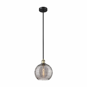 Athens Deco Swirl - 1 Light Stem Hung Mini Pendant In Industrial Style-11.13 Inches Tall and 10 Inches Wide - 1330292