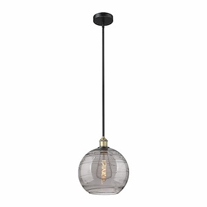 Athens Deco Swirl - 1 Light Stem Hung Mini Pendant In Industrial Style-12.88 Inches Tall and 12 Inches Wide - 1330293