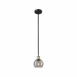 Athens Deco Swirl - 1 Light Stem Hung Mini Pendant In Industrial Style-7.63 Inches Tall and 5.88 Inches Wide - 1330283
