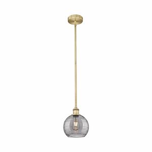 Athens Deco Swirl - 1 Light Stem Hung Mini Pendant In Industrial Style-9.38 Inches Tall and 8 Inches Wide