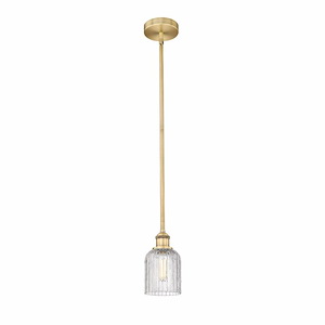 Bridal Veil - 1 Light Stem Hung Mini Pendant In Art Deco Style-8.5 Inches Tall and 5 Inches Wide - 1330276