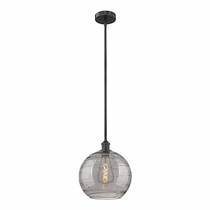 Athens Deco Swirl - 1 Light Stem Hung Mini Pendant In Industrial Style-12.88 Inches Tall and 12 Inches Wide