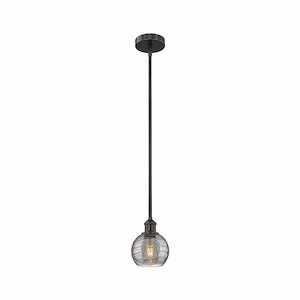 Athens Deco Swirl - 1 Light Stem Hung Mini Pendant In Industrial Style-7.63 Inches Tall and 5.88 Inches Wide