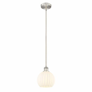 White Venetian - 1 Light Stem Hung Mini Pendant In Modern Style-9.5 Inches Tall and 8 Inches Wide - 1330284