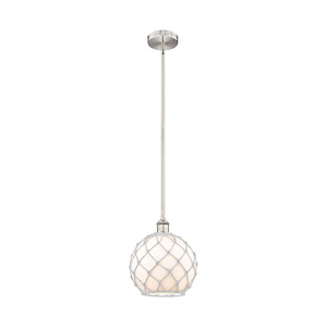 Farmhouse Rope - 1 Light Stem Hung Mini Pendant-11.5 Inch Tall and 10 Inch Wide - 1387747