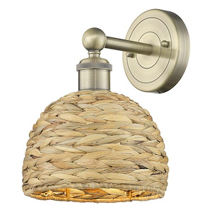 Woven Rattan - 1 Light Wall Sconce-11 Inch Tall and 8 Inch Wide - 1387812