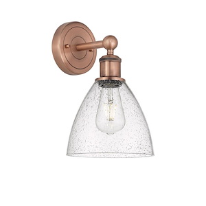 Bristol Glass - 1 Light Wall Sconce In Industrial Style-12 Inches Tall and 7.5 Inches Wide
