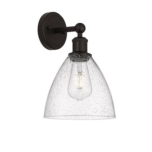 Bristol Glass - 1 Light Wall Sconce In Industrial Style-12 Inches Tall and 7.5 Inches Wide