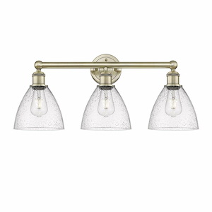 Bristol Glass - 3 Light Bath Vanity In Industrial Style-12 Inches Tall and 25.5 Inches Wide