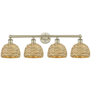 Woven Rattan - 4 Light Bath Vanity-11 Inch Tall and 35 Inch Wide - 1387793