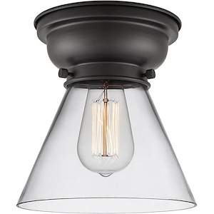 Large Cone-1 Light Flush Mount in Industrial Style-7.75 Inches Wide by 7.4 Inches High