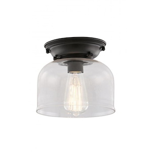X-Large Bell-1 Light Flush Mount in Industrial Style-12 Inches Wide by 9.4 Inches High