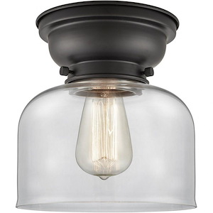 Large Bell-1 Light Flush Mount in Industrial Style-8 Inches Wide by 7.15 Inches High