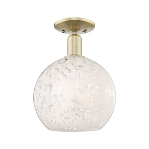 White Mouchette - 1 Light Semi-Flush Mount-13 Inch Tall and 10 Inch Wide - 1387809
