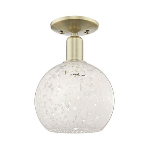 White Mouchette - 1 Light Semi-Flush Mount-11.25 Inch Tall and 8 Inch Wide - 1387828