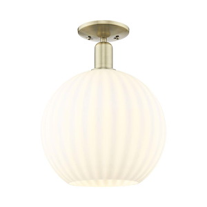 White Venetian - 1 Light Semi-Flush Mount-15 Inch Tall and 12 Inch Wide - 1387874