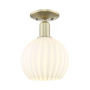 White Venetian - 1 Light Semi-Flush Mount-11.25 Inch Tall and 8 Inch Wide - 1387888