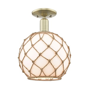 Farmhouse Rope - 1 Light Semi-Flush Mount-13.5 Inch Tall and 10 Inch Wide - 1387823