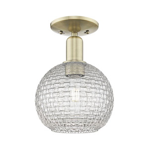 Athens - 1 Light Basketweave Semi-Flush Mount-11.5 Inch Tall and 8 Inch Wide - 1387851