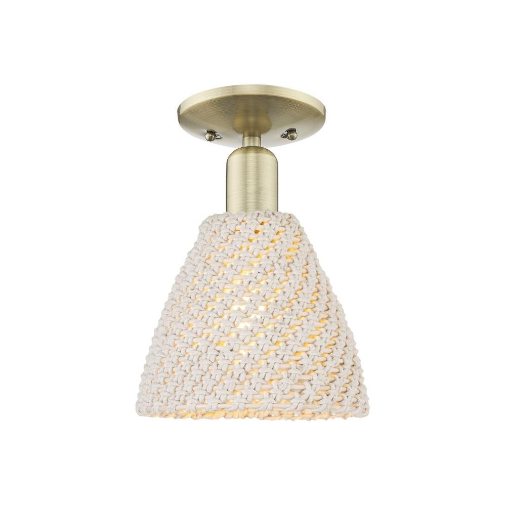 Innovations Lighting 716-1C-NBD-75_P Natural Ballston Dome - 1 Light Semi-Flush Mount-11 Inch Tall and 7.5 Inch Wide