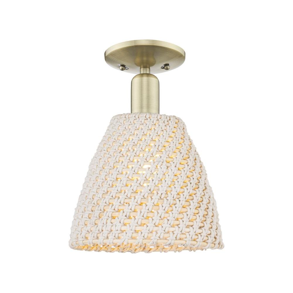 Innovations Lighting 716-1C-NBD-9_P Natural Ballston Dome - 1 Light Semi-Flush Mount-11 Inch Tall and 9 Inch Wide