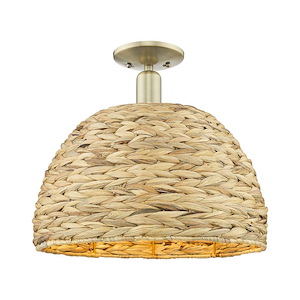 Woven Rattan - 1 Light Semi-Flush Mount-14.5 Inch Tall and 15.75 Inch Wide - 1387860