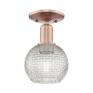 Athens - 1 Light Basketweave Semi-Flush Mount-9.63 Inch Tall and 5.88 Inch Wide - 1387866