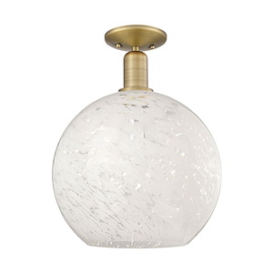 White Mouchette - 1 Light Semi-Flush Mount-15 Inch Tall and 12 Inch Wide - 1387878