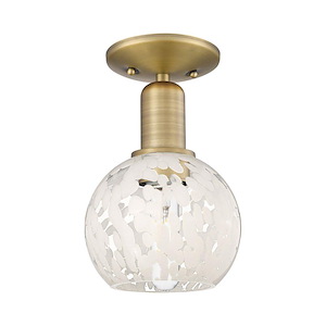 White Mouchette - 1 Light Semi-Flush Mount-9.5 Inch Tall and 6 Inch Wide - 1387827