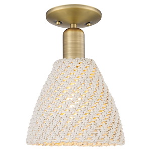 Natural Ballston Dome - 1 Light Cone Semi-Flush Mount-7.5 Inch Tall and 11 Inch Wide - 1372698