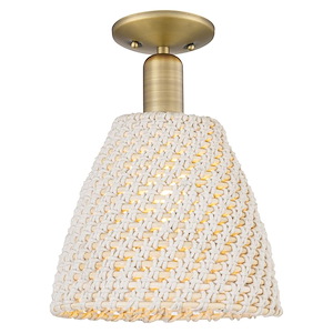Natural Ballston Dome - 1 Light Cone Semi-Flush Mount-9 Inch Tall and 11 Inch Wide - 1372699