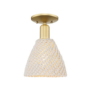 Natural Ballston Dome - 1 Light Semi-Flush Mount-11 Inch Tall and 7.5 Inch Wide - 1374183